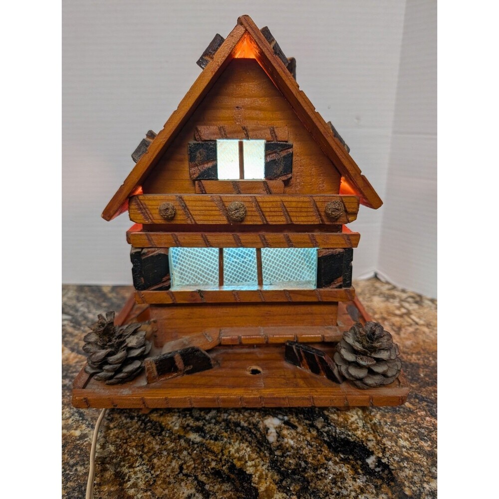 Handmade Rustic Log Cabin Lamp